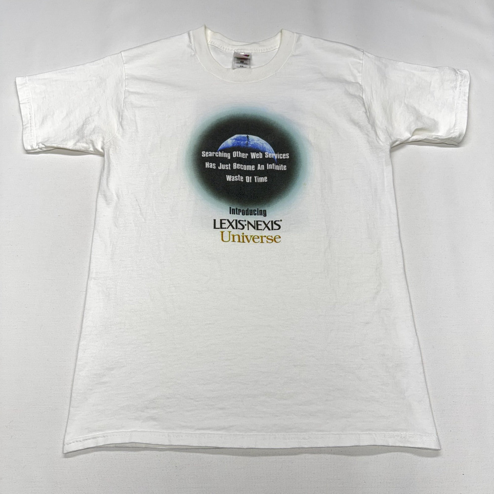 Vintage Lexis Nexis Tee Shirt Mens Medium White Web 1.0 Tech Internet Promo 90s