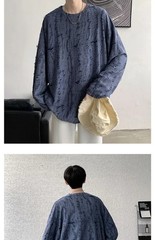 Men’s Distressed Hole Long Sleeve T-Shirt Hip Hop Oversized Harajuku Streetwear