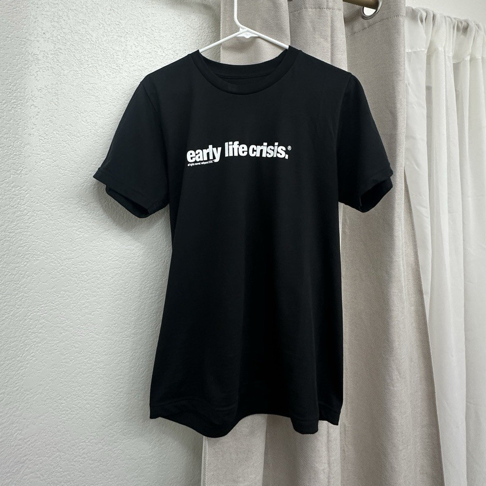 early life crisis: Black Graphic Print Men’s Crew Neck Short Sleeve T-Shirt S