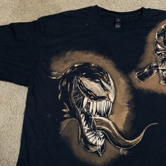 1/1 XL Spider Man Venom Custom Hand Drawn Bleach Art Black Short Sleeve Shirt