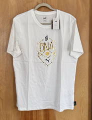 Puma Men’s Neymar JR BNA Logo Tee in White/Sand Dune Size L NWT