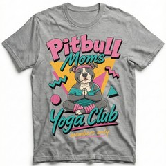 Pitbull Moms Yoga Club Geometric Retro Pink Lover T-Shirt Namaste Puppy Tee