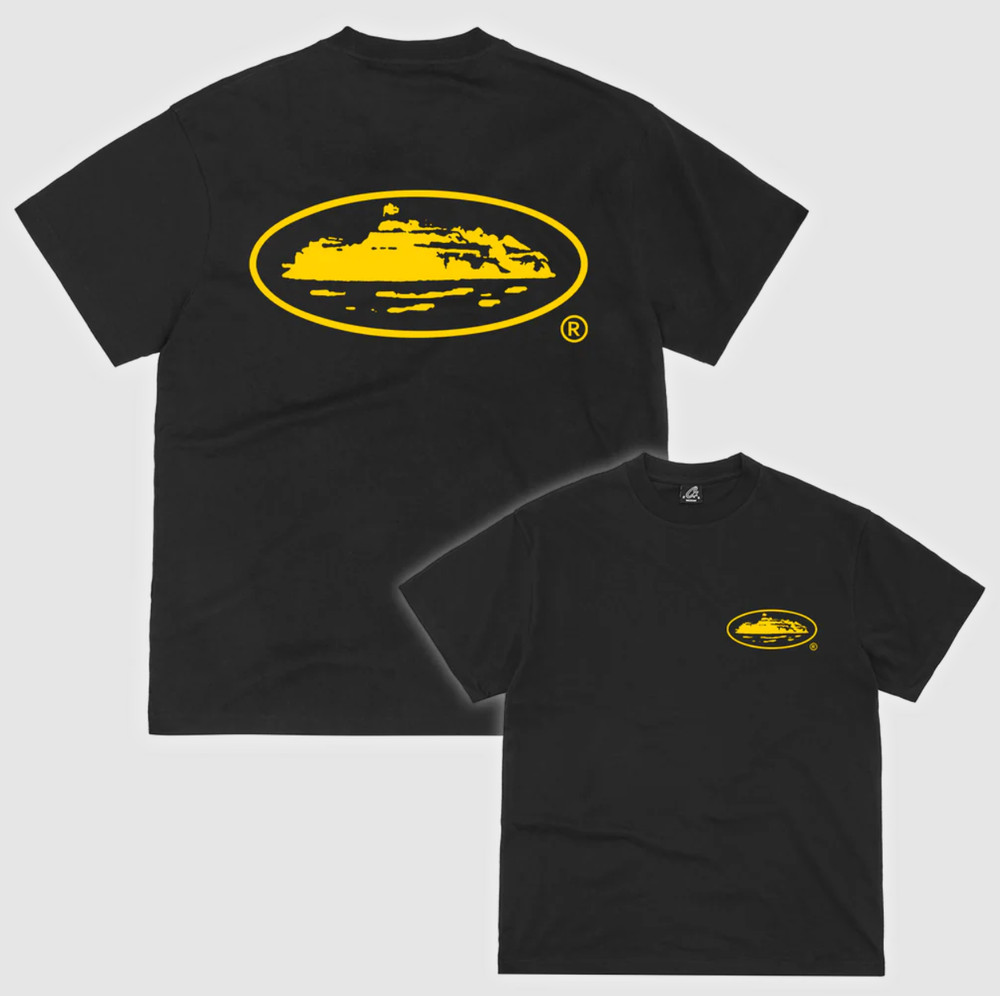 NWT Corteiz Men’s OG ISLAND TEE [BLACK/YELLOW] Size Lg True to Size 100% Cotton