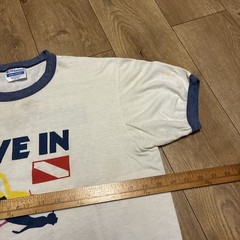 Vintage 70s 80s Dive In Scuba Snorkeling Bahamarama Cruises Ringer T Shirt Large