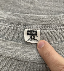 Vintage Hanes Thermal Waffle Knit Gray Crewneck Shirt Men’s XL Made In USA 70’s