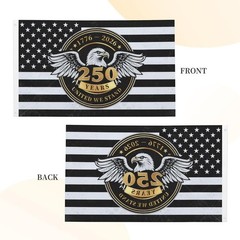 250th Anniversary American Flag 3×5 Ft (1776-2026), Black and White USA Flag wit