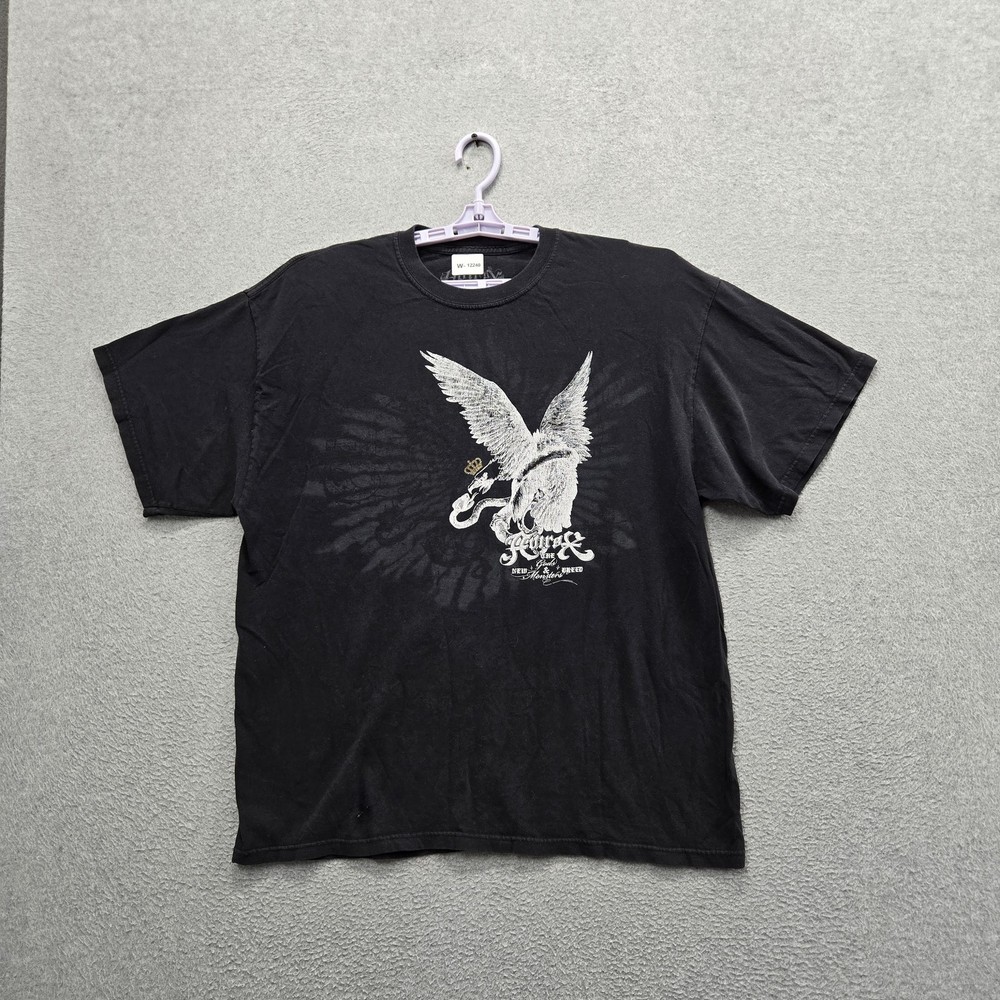 Avirex Men Shirt XL Black Graphic Eagle Grunge Y2K Tee Logo Short Sleeve
