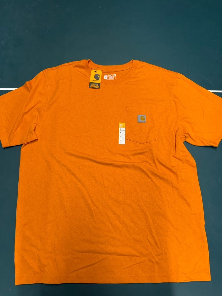 Carhartt Men’s Orange Pocket Logo Crew Neck Short Sleeve T-Shirt Size XL