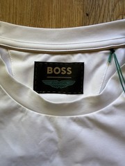 BOSS X ASTON MARTIN MERCERISED-COTTON T-SHIRT WITH WING DETAIL Classic white cre