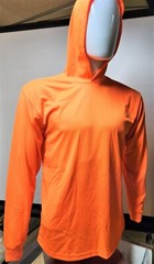 Hi Vis Orange Long Sleeve Safety Hoodie Shirt , Quick Dry Polyester Birdeye mesh