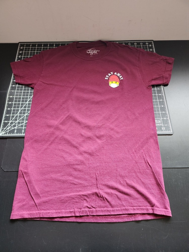 Eighty Eight Mens Burgundy Socially Distant mask t shirt Size small