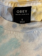 VTG Obey Worldwide Tie Dye Front Back AOP Y2K Tee T Shirt Men’s Small Political