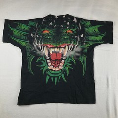 Liquid Blue Double Sided AOP Red Dragon Green XL 1996 Single Stitch Shirt VTG