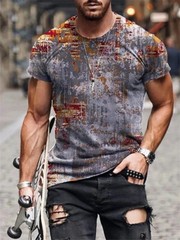 Men’s T-Shirt 3D Vintage Print T Shirts Summer Round Neck Cool Oversize Tees