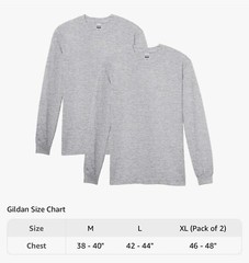 Gildan Adult Heavy Cotton Long Sleeve T-Shirt, Style G5400, 2-Pack XL