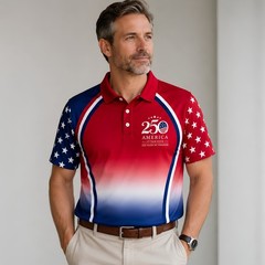Gradient 250 Years Of Freedom Patriotic Golf Shirt, 4th Of July Golf Pol (S-5XL)