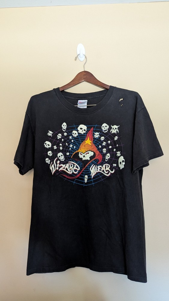 Vintage Wizard Wear Glow In The Dark Skulls Sz L 22×28 Rare Distressing