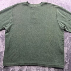 L.L. Bean Henley Shirt XL Green Mens Regular Fit Cotton Waffle Thermal Outdoor