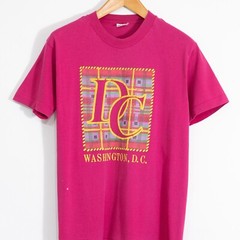 Vintage 90s Washington DC T Shirt Medium Plaid Tourism Distressed Single Stitch