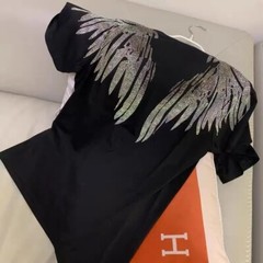 Fashion Men Trend Wings Drills Rhinestone Diamond Summer Luxury Cotton T-Shirt