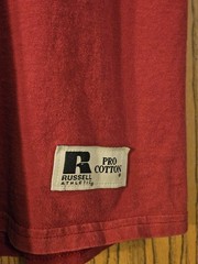 VTG 90s Russell Athletic Pro Cotton Pocket Blank T-Shirt Medium Boxy Faded Red