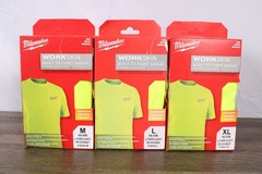 Milwaukee WORKSKIN Performance T-Shirt Short Sleeve Hi-Vis Gray Black M-XL New
