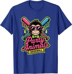 Party Animals Baseball Funny Monkey Vibrant Slime T-Shirt