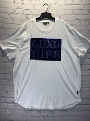 Sean John men’s short-sleeved white graphic t-shirt with sequins, Luxe Life, 3XL