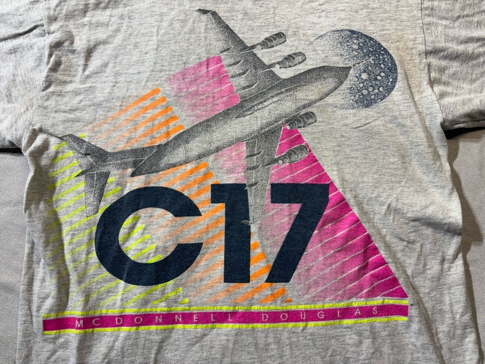 Vintage 90s C-17 Shirt Air Force Base Tultex Made in USA MEDIUM