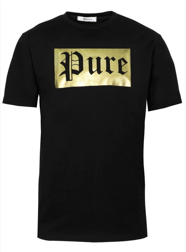 Black Pure Atlanta Designer T Shirt Size M Golden