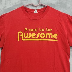 Vintage Delta Pro Weight Tee Mens M Red Proud To Be Awesome Graphic Funny Casual