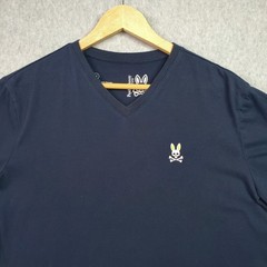Psycho Bunny Shirt Mens Medium Navy Blue V Neck Bunny Logo Casual Tee T-Shirt