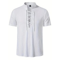 Men’s Retro Cotton Linen Shirt Stylish Pirate V-neck S-XXL Trendy Comfy Gift Tee