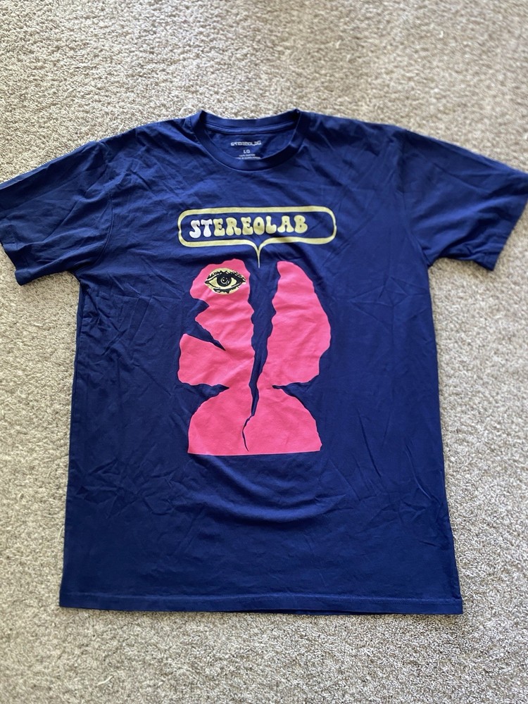 Stereolab Split Head T-Shirt Rare Indie Band Merch Avant Pop Band Tee L Official