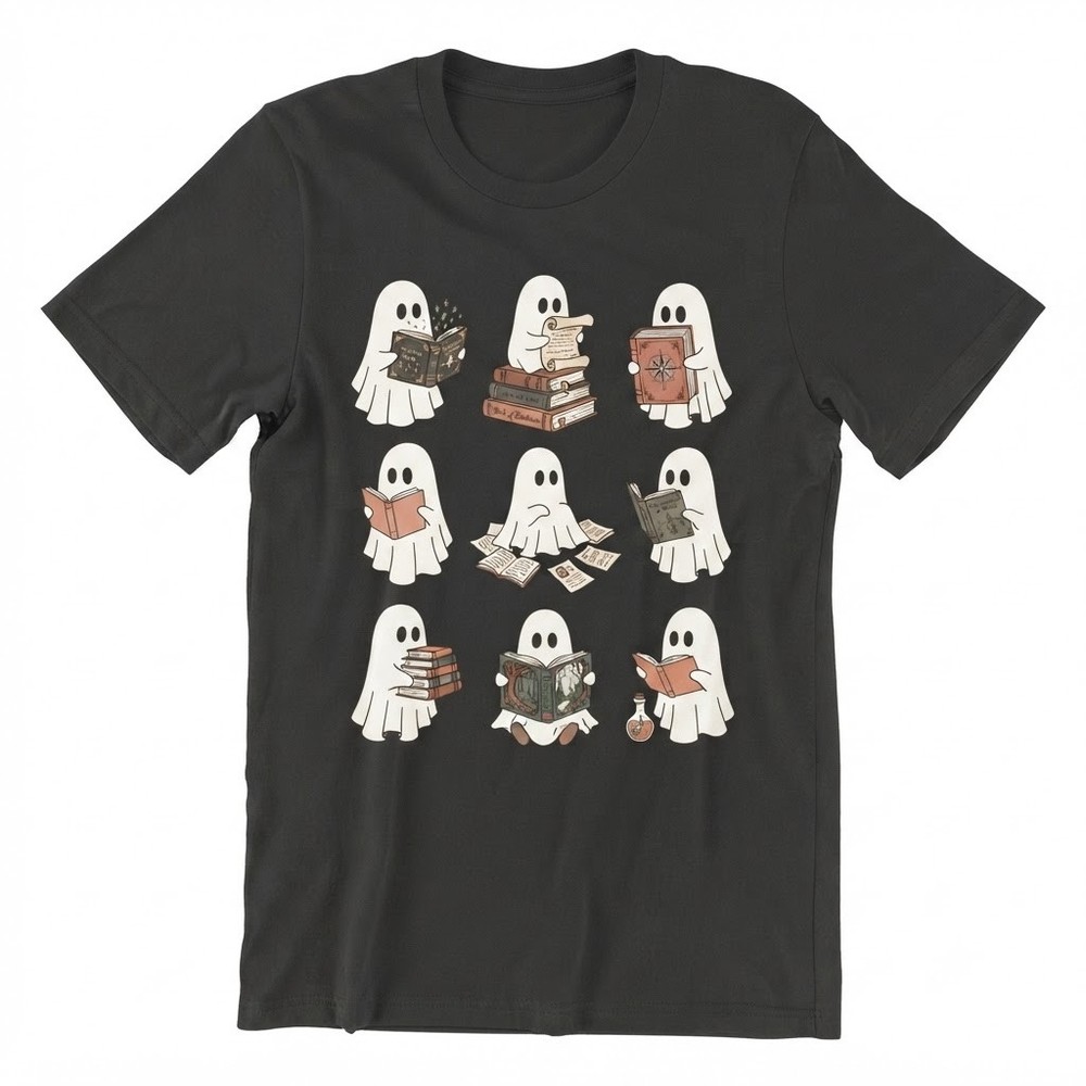 Ghost Reading Books T-Shirt, Halloween Teacher Shirt, Book Lover Gift Halloween