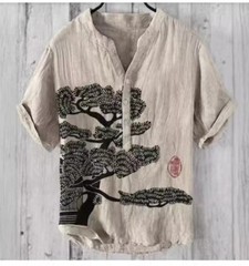 Mens Short Sleeve T-shirt Tops Ladies Cotton Linen Casual Shirt Loose Blouse Tee