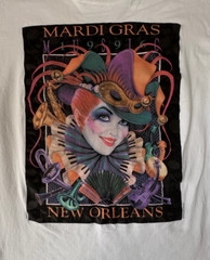 Mardi Gras T Shirt L Andrea Mistretta Art New Orleans Magic Vtg 1995 White