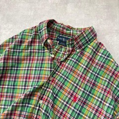 Ralph Lauren Blake Madras Check Short Sleeve Shirt XL Red Pony Made in India Fo