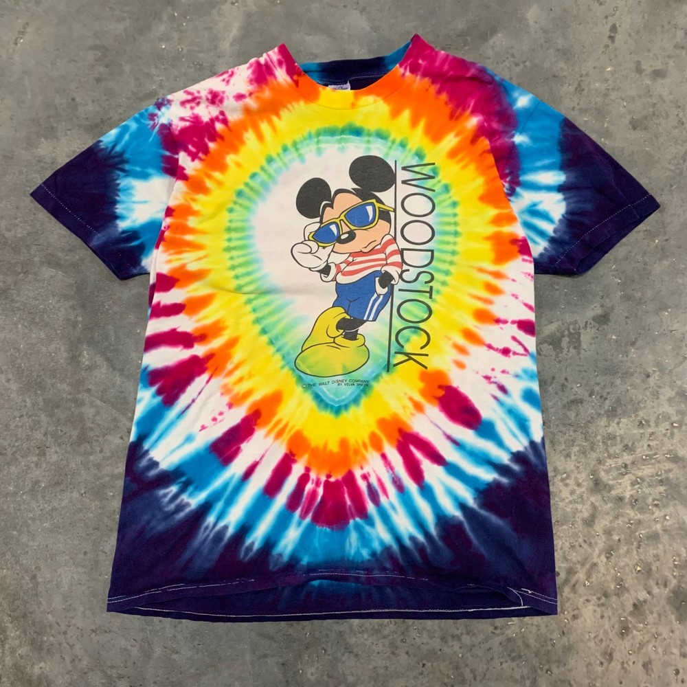 Vintage Velva Sheen Mickey Mouse Woodstock Tie Dye T-Shirt Men’s Large USA