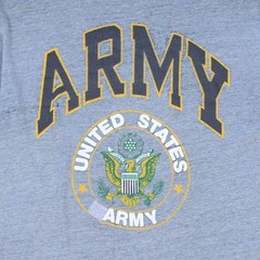 Vtg US Army Heather Gray Single Stitch Destroyed Hanes T Shirt Poly Cotton L
