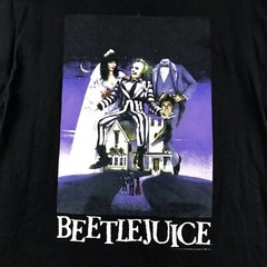 VTG Beetlejuice Shirt Men Large Black Short Sleeves Graphic Tee Movie Promo Rare