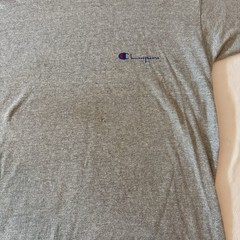 Vintage 80s Champion Cotton Rayon Gray Distressed Single Stitch T Shirt Sz XL