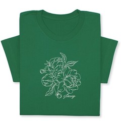 Peony Embroidered T-Shirt, Custom Color Floral Tee, Botanical Gift Shirt