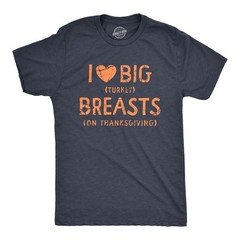 Mens I Heart Big Turkey Breats T Shirt Funny Yummy Thanksgiving Dinner Tee for