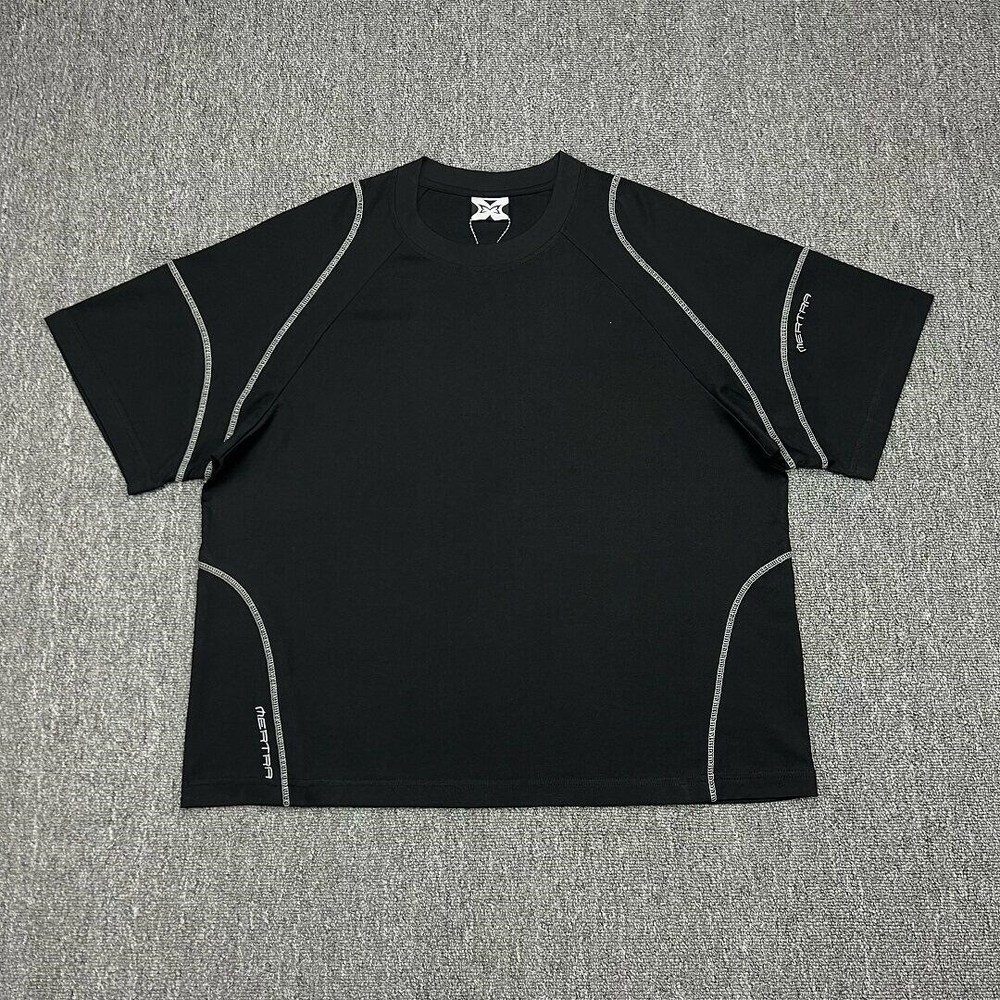 Mertra Raglan Sleeve Oversized T-Shirt with Seam Line Embroidered Logo