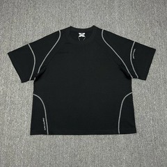 Mertra Raglan Sleeve Oversized T-Shirt with Seam Line Embroidered Logo
