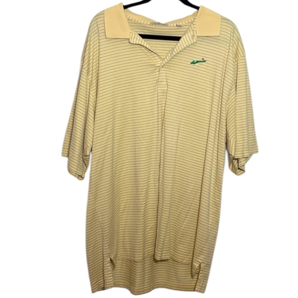Peter Millar Vintage Tag Yellow Striped Polo Shirt with Textured Fabric XXL