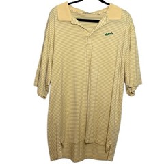 Peter Millar Vintage Tag Yellow Striped Polo Shirt with Textured Fabric XXL