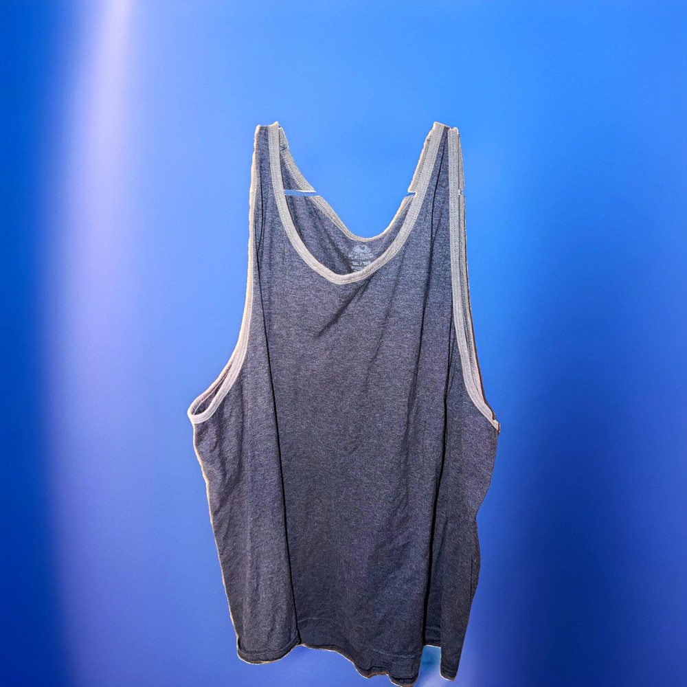 Fruit of the Loom Platinum Men’s 2XL Gray/Blue Tank Top Crew Neck Logo