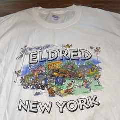 Vintage Eldred NY New York Pecks Market Yulan FD City Comic Souvenir T-Shirt XL